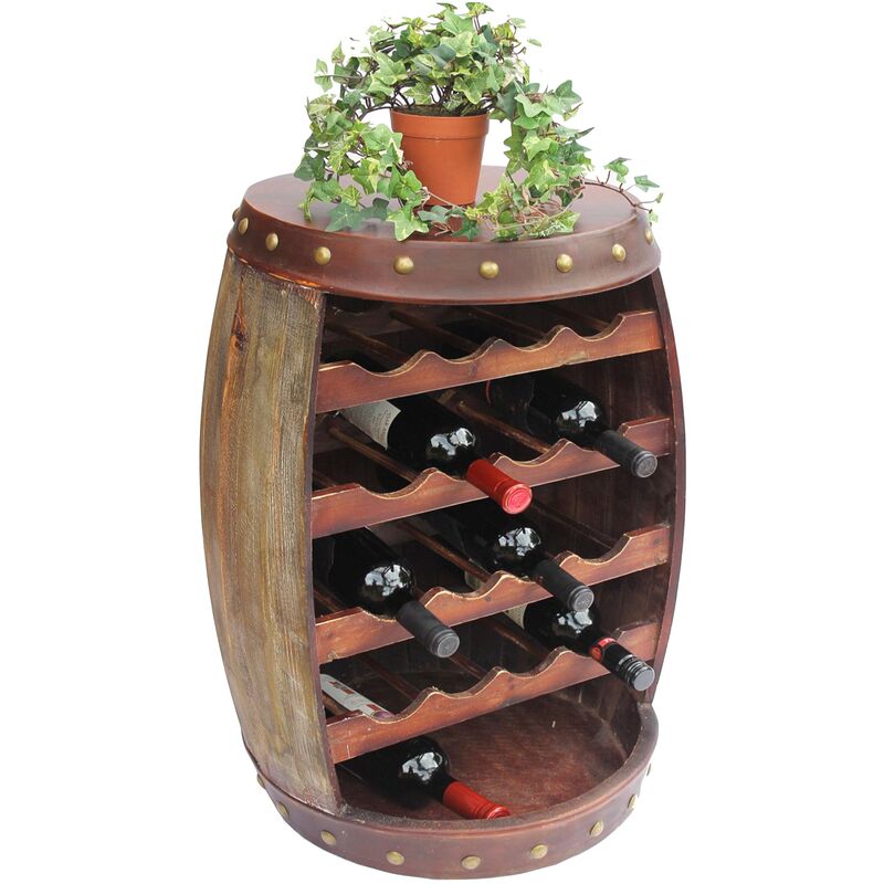 Image of Dandibo - Scaffale-Vini Botte-Vini Botte in Legno Alt.70cm Nr.1546 Porta-Bottiglie Scaffale Marrone Antico