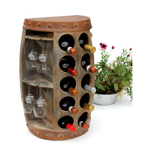 Scaffale-Vini Botte Vino 1547 Tavolinetto Armadio Botte in Legno 65 cm Bar Vini Tavolo a Parete