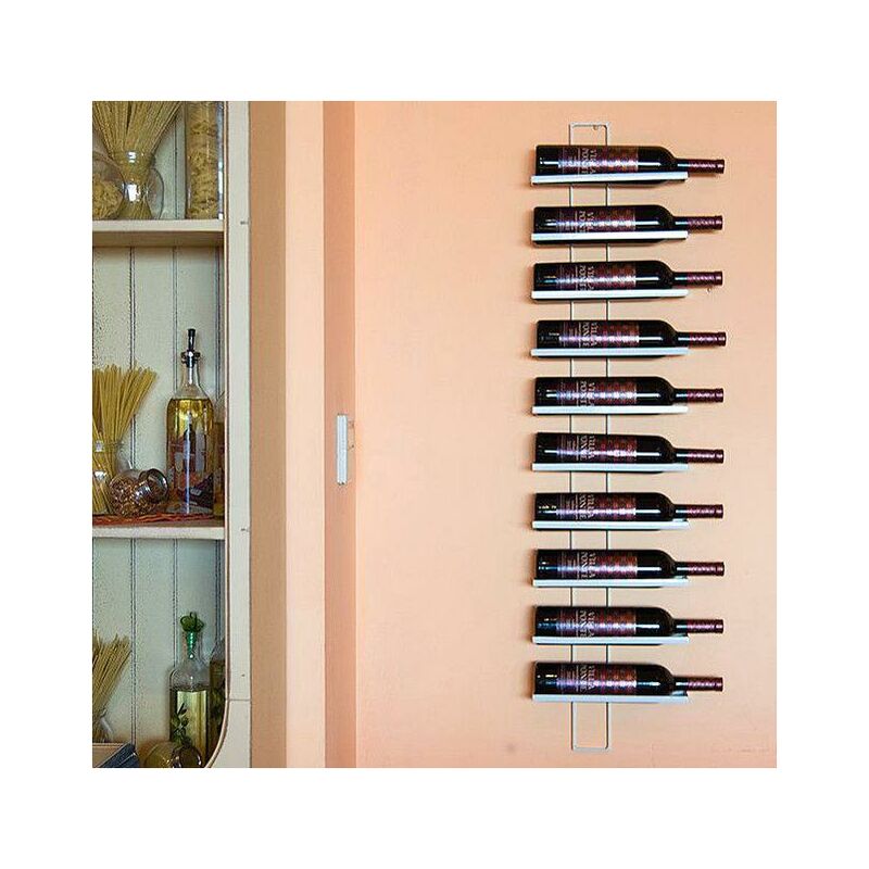 Image of Scaffale Vini Dies White 116 cm in Metallo per 10 Bottiglie Supporto Bottiglie Scaffale a Parete Porta Bottiglie