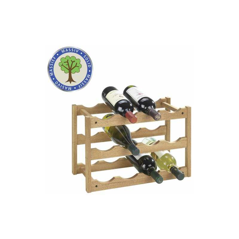 Image of Portabottiglie, scaffale per vino, portabottiglie, capacità 12 bottiglie, Norway, Legno, 42x28x21 cm, Marrone - Wenko