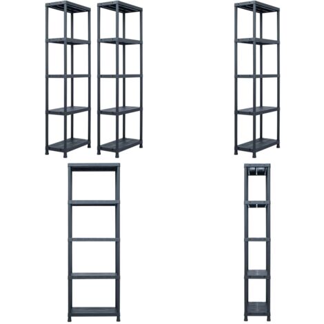 Scaffali 2 pz 125 kg 60x30x180 cm Nero in Plastica - Scaffale per salotto - Scaffale per cucina