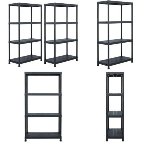 Scaffali 2 pz 60x30x138 cm Nero in Plastica - Scaffale per salotto - Scaffale per cucina