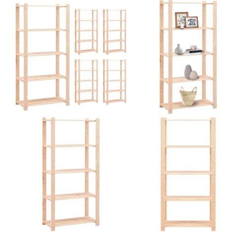 Scaffali a 5 Livelli 5 pz 80x38x170 cm in Massello Pino 250 kg - Scaffale a 5 livelli - Scaffale per casa