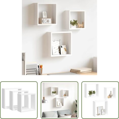 Scaffali a cubo -  Mensole a Cubo da Parete 3 pz Bianche in MDF