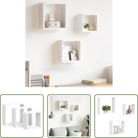 Scaffali a cubo -  Mensole a Cubo da Parete 3 pz Bianche in MDF