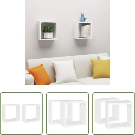 Scaffali a cubo -  Mensole Parete a Cubo 2 pz Bianche 30x15x30cm