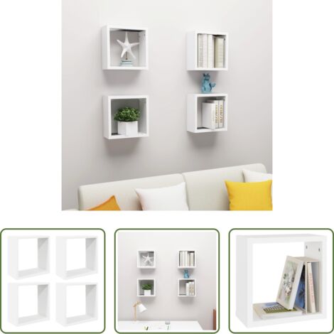 Scaffali a cubo -  Mensole Parete a Cubo 4 pz Bianche 30x15x30 cm
