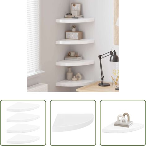 Scaffali a muro - 323909  Floating Corner Shelves 4 pcs High Gloss White 35x35x3,8 cm MDF