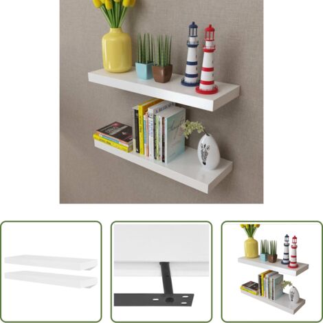 Scaffali a muro -  Mensole a Muro Bianche 2 pz in MDF per Libri/DVD