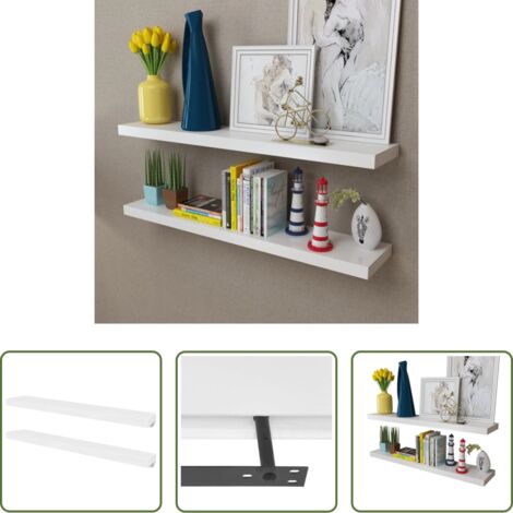 Scaffali a muro -  Mensole a Muro Bianche 2 pz in MDF per Libri/DVD