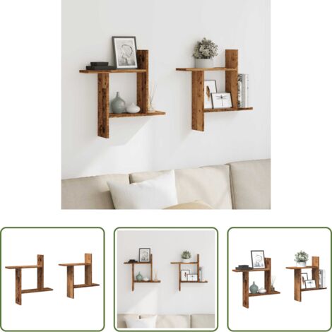 Scaffali a muro -  Mensole da Parete 2pz Legno Vecchio 50x12x50 cm in Truciolato
