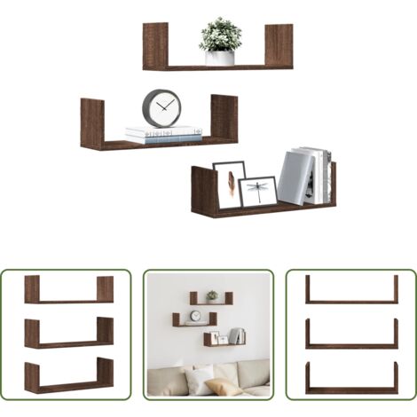 Scaffali a muro -  Mensole da Parete 3pz Rovere Marrone 58x18x18 cm in Truciolato