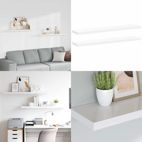 Scaffali a Parete 2 pz Bianchi 120x23,5x3,8 cm in MDF - Scaffali in mdf - Scaffali da parete
