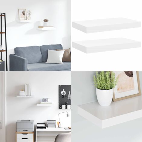 Scaffali a Parete 2 pz Bianchi 40x23x3,8 cm in MDF - Mensole a parete - Scaffali in mdf