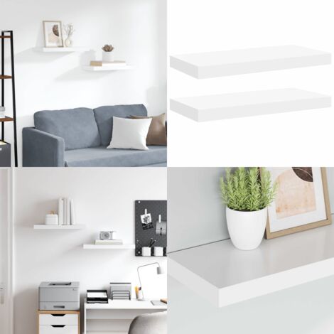 Scaffali a Parete 2 pz Bianchi 50x23x3,8 cm in MDF - Mensole da parete - Scaffali in mdf