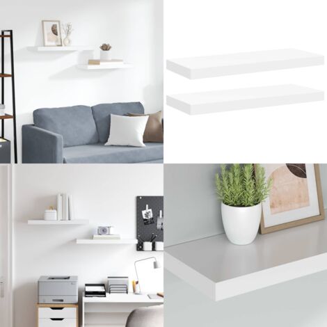 Scaffali a Parete 2 pz Bianchi 60x23,5x3,8 cm in MDF - Scaffali in mdf - Scaffali da parete