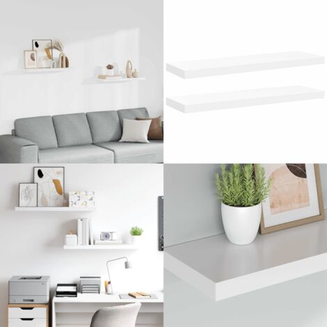 Scaffali a Parete 2 pz Bianchi 80x23,5x3,8 cm in MDF - Scaffali in mdf - Scaffali da parete