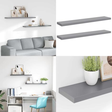 Scaffali a Parete 2 pz Grigi 120x23,5x3,8 cm in MDF - Scaffali in mdf - Scaffali grigi