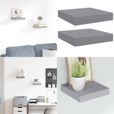 Scaffali a Parete 2 pz Grigi 23x23,5x3,8 cm in MDF - Scaffali in mdf - Mensole da parete