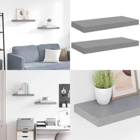 Scaffali a Parete 2 pz Grigi 50x23x3,8 cm in MDF - Mensole a parete - Scaffali in mdf