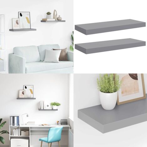 Scaffali a Parete 2 pz Grigi 60x23,5x3,8 cm in MDF - Scaffali in mdf - Scaffali grigi