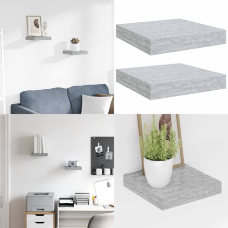 Scaffali a Parete 2 pz Grigio Cemento 23x23,5x3,8 cm in MDF - Scaffali a parete - Scaffali in mdf
