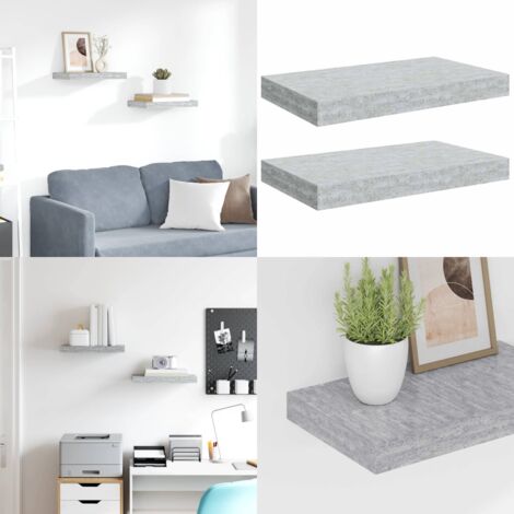Scaffali a Parete 2 pz Grigio Cemento 40x23x3,8 cm in MDF - Scaffali a parete - Scaffali in mdf