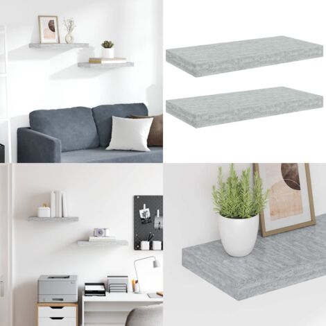 Scaffali a Parete 2 pz Grigio Cemento 50x23x3,8 cm in MDF - Scaffali in mdf - Scaffali per casa