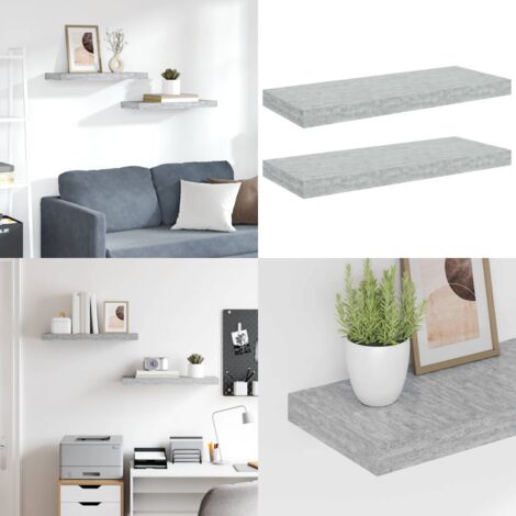 Scaffali a Parete 2 pz Grigio Cemento 60x23,5x3,8 cm in MDF - Scaffali a parete - Scaffali in mdf