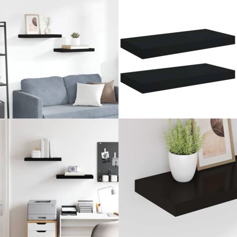 Scaffali a Parete 2 pz Neri 50x23x3,8 cm in MDF - Mensole a parete - Scaffali in mdf