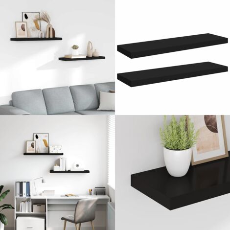 Scaffali a Parete 2 pz Neri 80x23,5x3,8 cm in MDF - Mensole a parete - Scaffali in MDF
