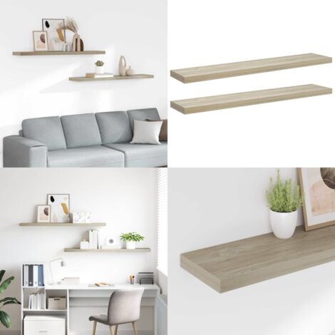 Scaffali a Parete 2 pz Rovere 120x23,5x3,8 cm in MDF - Scaffali in mdf - Scaffali per casa