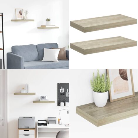 Scaffali a Parete 2 pz Rovere 50x23x3,8 cm in MDF - Mensole da parete - Scaffali in mdf