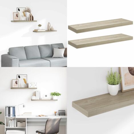 Scaffali a Parete 2 pz Rovere 80x23,5x3,8 cm in MDF - Mensole a parete - Scaffali in mdf