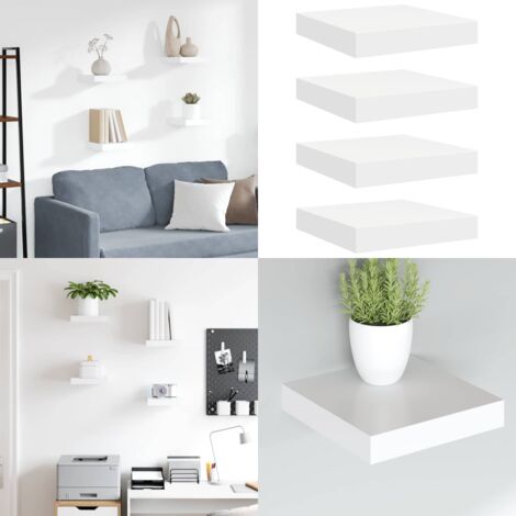 Scaffali a Parete 4 pz Bianchi 23x23,5x3,8 cm in MDF - Mensole a parete - Scaffali in mdf