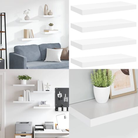Scaffali a Parete 4 pz Bianchi 50x23x3,8 cm in MDF - Mensole da parete - Scaffali in mdf