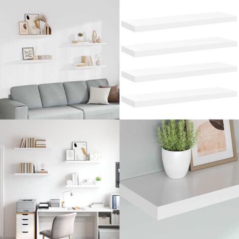 Scaffali a Parete 4 pz Bianchi 80x23,5x3,8 cm in MDF - Scaffali in mdf - Scaffali da parete