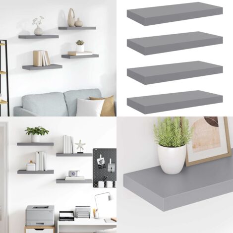 Scaffali a Parete 4 pz Grigi 50x23x3,8 cm in MDF - Mensole da parete - Scaffali in mdf