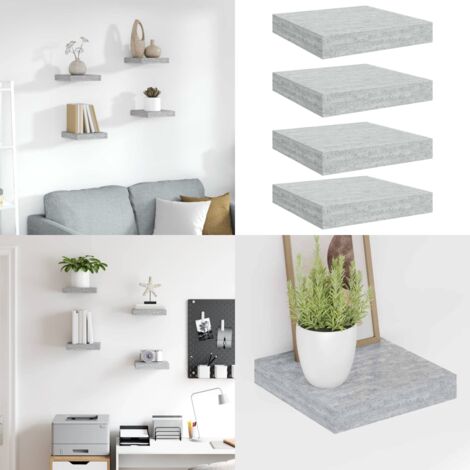 Scaffali a Parete 4 pz Grigio Cemento 23x23,5x3,8 cm in MDF - Scaffali a parete - Scaffali in mdf