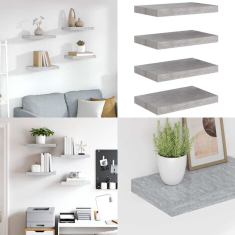 Scaffali a Parete 4 pz Grigio Cemento 40x23x3,8 cm in MDF - Scaffali a parete - Scaffali in mdf