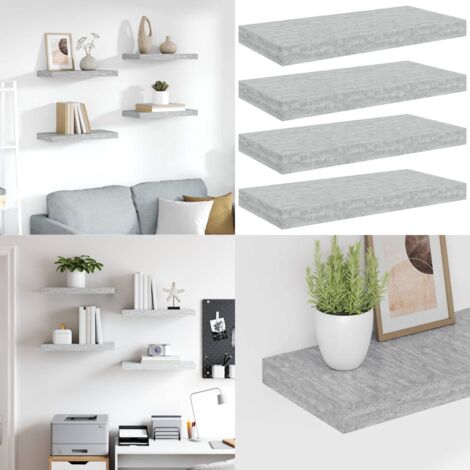 Scaffali a Parete 4 pz Grigio Cemento 50x23x3,8 cm in MDF - Scaffali in mdf - Scaffali per casa
