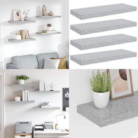 Scaffali a Parete 4 pz Grigio Cemento 60x23,5x3,8 cm in MDF - Mensole a parete - Scaffali in mdf