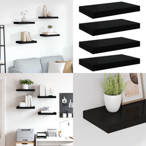 Scaffali a Parete 4 pz Neri 40x23x3,8 cm in MDF - Mensole a parete - Scaffali in mdf