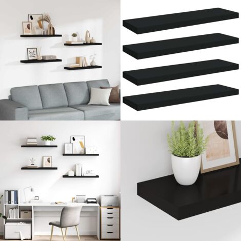 Scaffali a Parete 4 pz Neri 80x23,5x3,8 cm in MDF - Scaffali in mdf - Scaffali neri