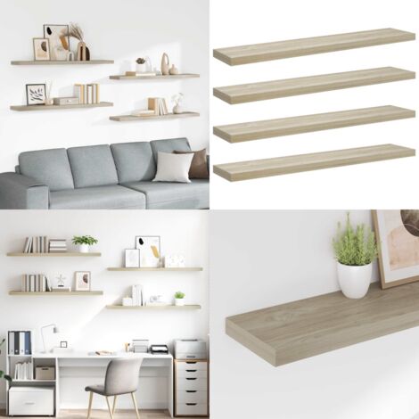 Scaffali a Parete 4 pz Rovere 120x23,5x3,8 cm in MDF - Scaffali in mdf - Scaffali per casa