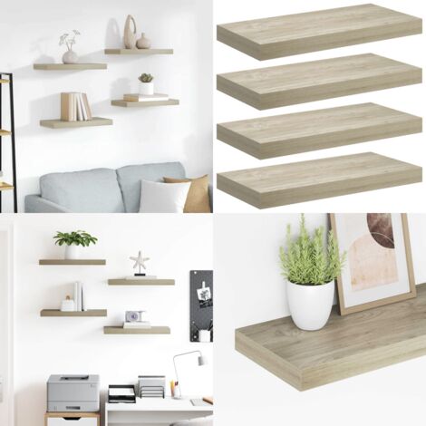 Scaffali a Parete 4 pz Rovere 50x23x3,8 cm in MDF - Mensole a parete - Scaffali in mdf