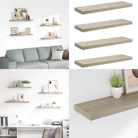 Scaffali a Parete 4 pz Rovere 80x23,5x3,8 cm in MDF - Scaffali in mdf - Scaffali rovere