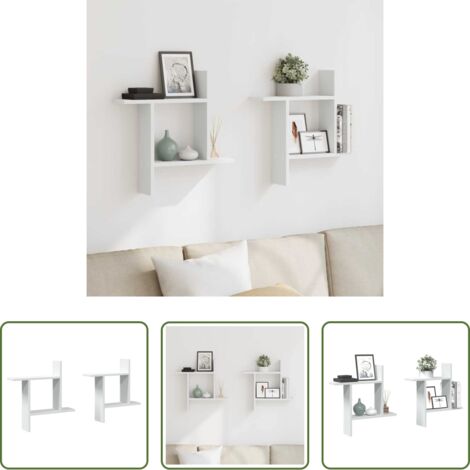 Scaffali a parete -  Mensole a Muro 2 pz Bianche 50x12x50 cm in Truciolato