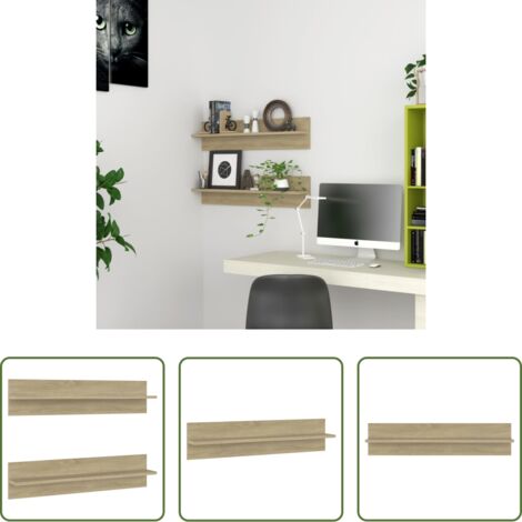 Scaffali a parete -  Mensole a Muro 2pz Rovere Sonoma 80x11,5x18cm Legno Multistrato