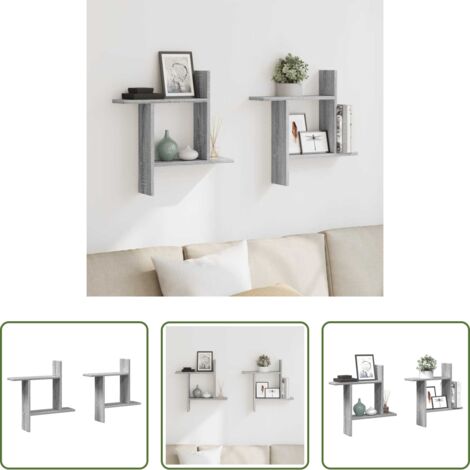 Scaffali a parete -  Mensole a Parete 2pz Grigio Sonoma 50x12x50 cm in Truciolato